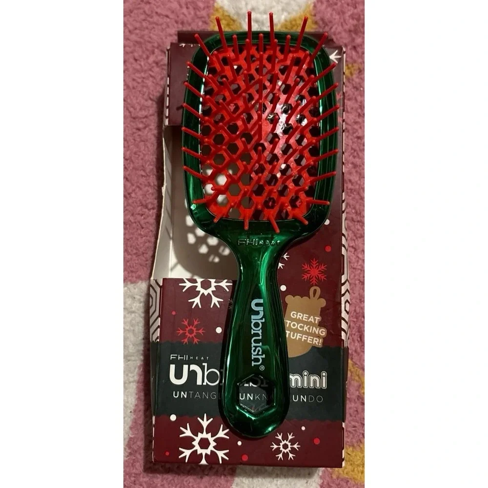 NEW Unbrush Mini Special Ed. - Untangle, Unknot Undo‎ Hair Brush, Green Metallic